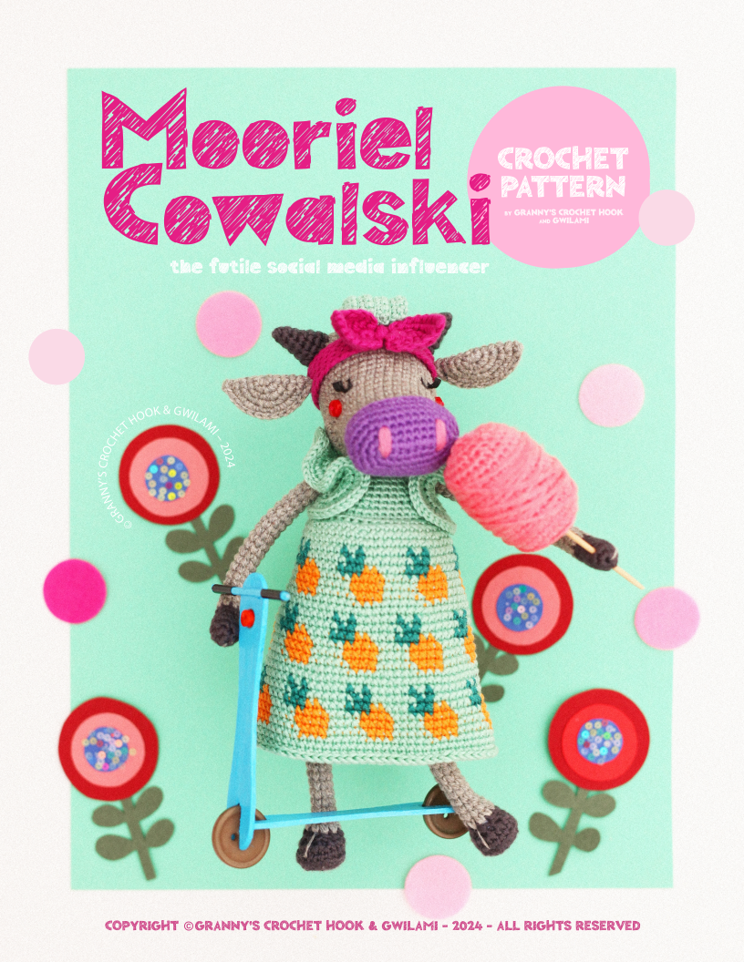 Handmade crochet cow amigurumi from the Animal Trio Bundle pattern