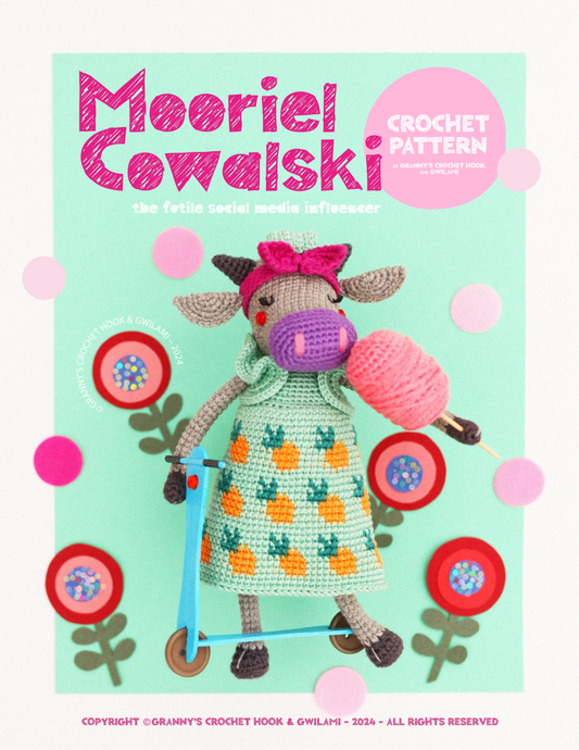 Handmade crochet cow amigurumi from the Animal Trio Bundle pattern