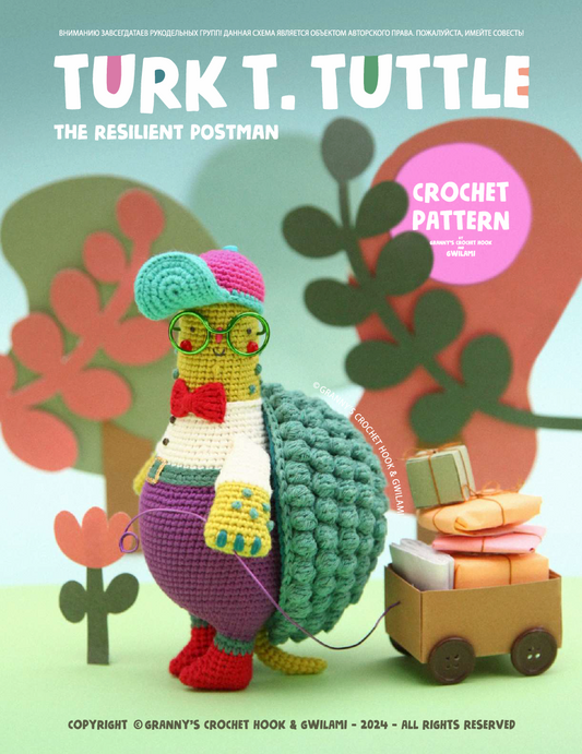 Crocheted turtle amigurumi, part of the Animal Trio crochet pattern bundle