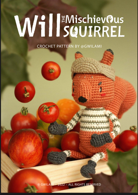 Crochet squirrel amigurumi from the Animal Trio Bundle pattern set